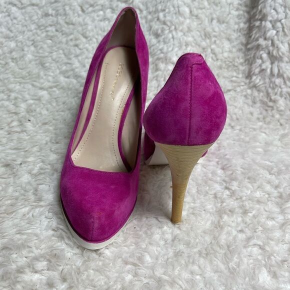 BCBG Generation Pinkie leather suede hot pink slip on heels pointed toe Size 9.5 - Picture 4 of 11